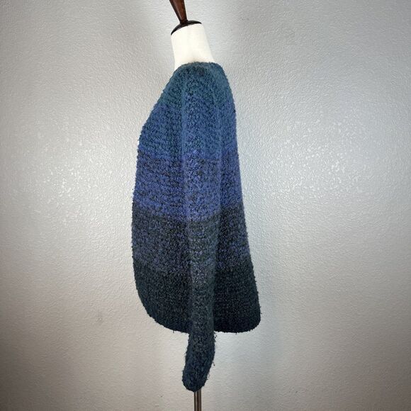 Gogo Bregante Chunky Knit Balloon Sleeve Cardigan Sweater One Size OS Blue Wool - Picture 2 of 5